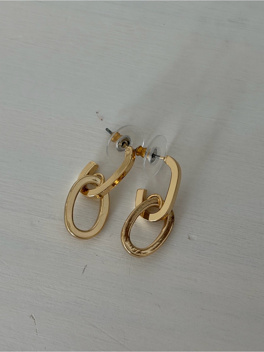 Gold Plated Linked Hoop Drop Earrings